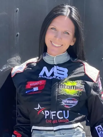 A Jernigan Racing driver in her custom suit