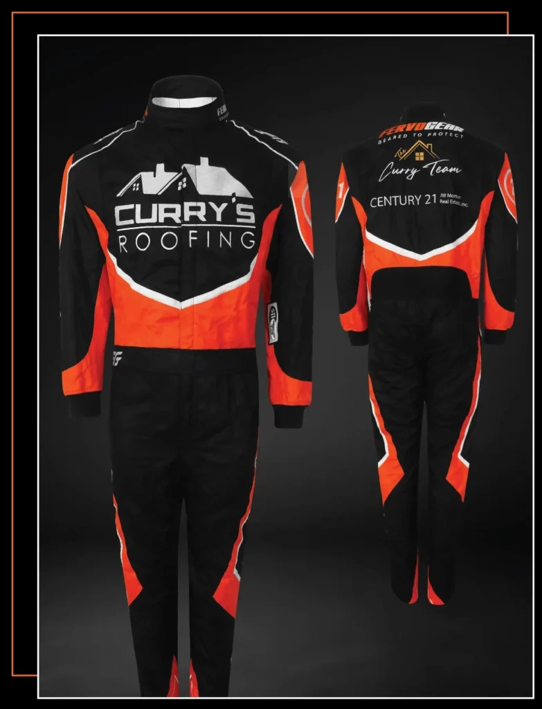 Finished custom-built SFI-5 race suit — FervoGear design 19, hand-stitched to the driver's measurements