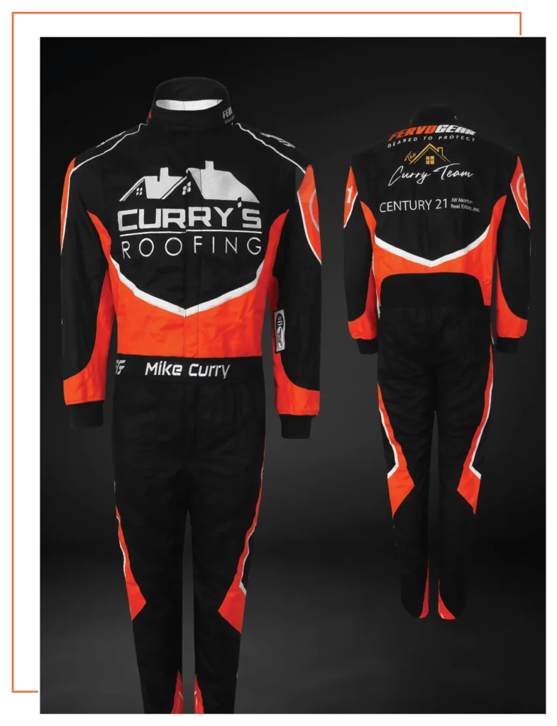 Finished custom-built SFI-5 race suit — FervoGear design 2, hand-stitched to the driver's measurements
